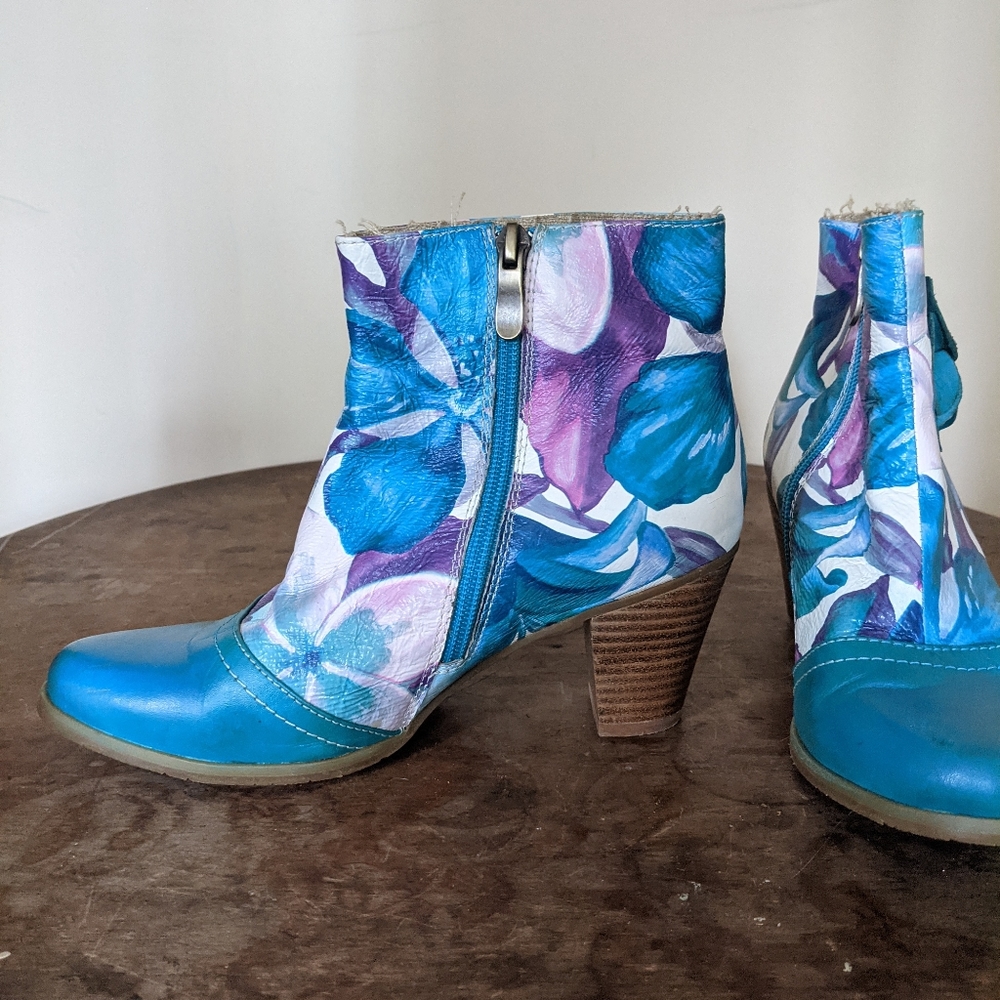 L'Artiste floral ankle boot handmade 37 (6.5) - Picture 6 of 10